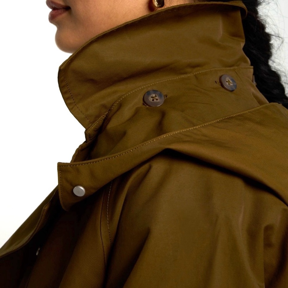 NWT New Calia Womens Crop Trench Coat Jacket Large L Button Pockets Lightweight - Picture 4 of 7